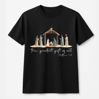 The Greatest Present of All Shirt, Nativity Scene T-Shirt, Christian Christmas Graphic Tee, Faith Religious T-Shirt, Holiday Church Present Tee