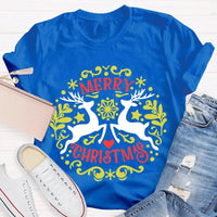 Festive Reindeer Holiday Graphic Tee, Christmas Elk T-Shirt, Winter Deer Shirt, Adorable Merry Christmas Animal T-Shirt, Xmas Apparel