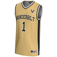 #1 Vanderbilt Commodores Lightweight Collegiate Basketball Jersey - Gold
