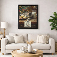 My Christmas Wish Quote Canvas, Sleeping Kitten Christmas Canvas Art, Adorable Cat Holiday Wall Art, Kitten Canvas Print, Cat Lover Xmas Present