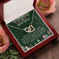 Christmas Holiday Heart Necklace, Secret Santa Interlocking Hearts Necklace, Two Heart Pendant Jewelry, Meaningful Xmas Present for Her