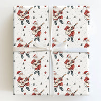 Rock Guitar Christmas Gift Wrap, Electric Guitar Santa Wrapping Paper, Musician Santa Wrapping Paper, Rocker Santa Holiday Gift Wrap Roll