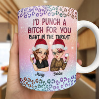 Punch a Bitch for You Holiday Coffee Cup, Humorous Best Friend Ceramic Mug, Sarcastic Soul Sister Mug, Christmas Present for Bestie Drinkware