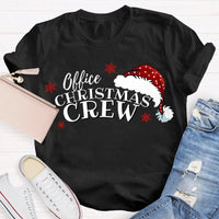 Humorous Coworker Holiday Graphic Tee, Office Christmas Crew Santa Hats Shirt, Matching Office Party T-Shirt, Work Team Christmas Present