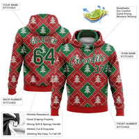 Personalized Name Number Ugly Christmas Sweatshirt, Custom 3D Christmas Tree Argyle Hoodie, Holiday Sports Pullover Hoodie
