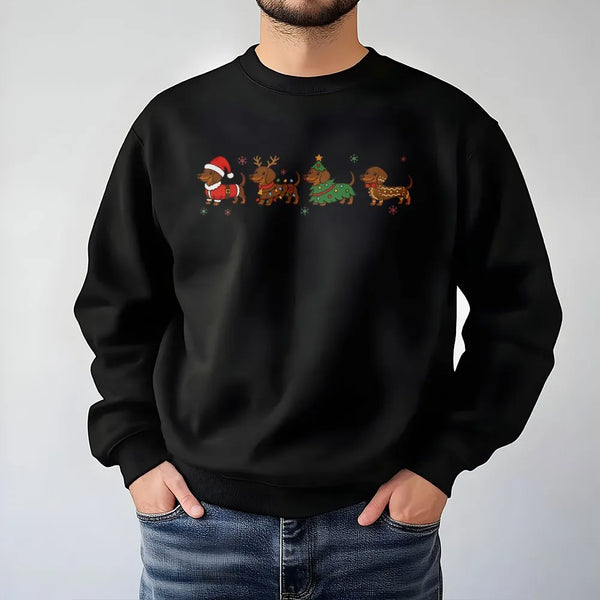 Santa Reindeer Wiener Dog Crewneck, Christmas Dachshund Sweatshirt, Holiday Dachshund Pullover, Dachshund Christmas Sweater, 