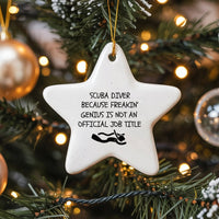 Scuba Diving Ceramic Star Ornament, Humorous Scuba Diver Star Ornament, Ocean Diver Holiday Tree Decor, Christmas Star Ornament Present for Diver