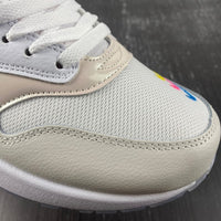 Low Top Sneakers, White Colorway, Reflective Detail, Lace Up Design, Casual Gift for Sneaker Fans