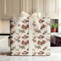 Rustic Reindeer Holiday Gift Wrap, Western Cowboy Santa Wrapping Paper, Country Christmas Wrapping Paper, Pine Holly Berry Xmas Gift Wrap