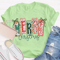 Retro Festive Holiday T-Shirt, Merry Christmas Colorful Square Font Shirt, Merry Xmas Graphic Tee, Holiday Season Family Party Outfit