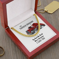 Mens Truck Driver Cuban Chain, Trucker Husband Cuban Link Chain Necklace, Stainless Steel Cuban Link Necklace, Christmas Present for Him