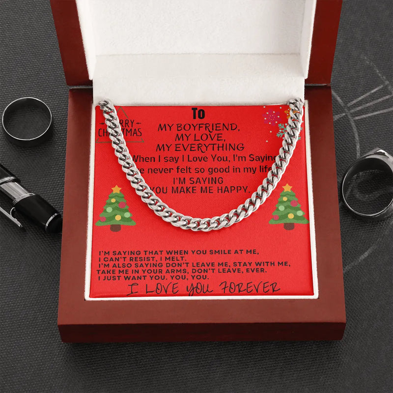 Polished Stainless Steel Chain Necklace, Boyfriend Cuban Link Chain Necklace, Mens 5mm Chain Necklace, Romantic Christmas Present for Him
