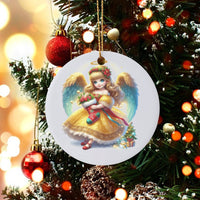 Angel Girl Holiday Tree Ornament, Christmas Angel Ornament, Adorable Stocking Ceramic Ornament, Festive Angel Christmas Ornament, Keepsake Present