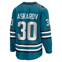San Jose Sharks Yaroslav Askarov Teal Home Breakaway Jersey