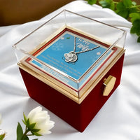 Rotating Rose Box Love Knot Pendant, Wife Love Knot Necklace, CZ Crystal Holiday Necklace, Romantic Christmas Jewelry Present for Her