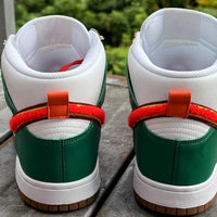 High Top Sneakers, Orange White Green Colorway, Lace Up Design, Casual Gift for Sneaker Fans