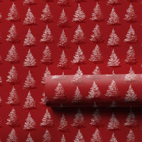 White Pine Tree Pattern Gift Wrap, Red Christmas Wrapping Paper, Classic Rustic Holiday Gift Wrapping Paper, Winter Season Paper Roll