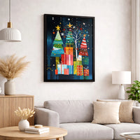 Modern Holiday Tree Canvas Print, Abstract Christmas Tree Canvas Art, Festive Xmas Wall Art, Digital Download Printable Poster Art