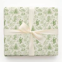 Green Toile Christmas Wrapping Paper, Vintage Santa Toile Wrapping Paper, Retro Holiday Gift Wrap, Classic Santa Winter Paper, Present Wrap