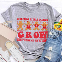 SLP Holiday T-Shirt, Speech Pathologist Christmas Shirt, Helping Little Minds Grow One Phoneme at a Time Tee, Speech Therapy Christmas Tee