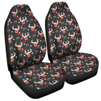 Holiday Reindeer Seat Covers, Christmas Reindeer Car Seat Covers, Festive Winter Polar Fleece Car Seat Cover Set, Xmas Vehicle Present