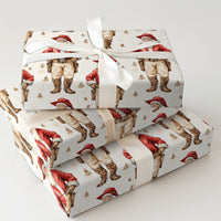 Western Holiday Gift Wrap, Cowboy Santa Claus Christmas Wrapping Paper, Retro Country Wild West Christmas Wrapping Paper, Holiday Gift Wrap