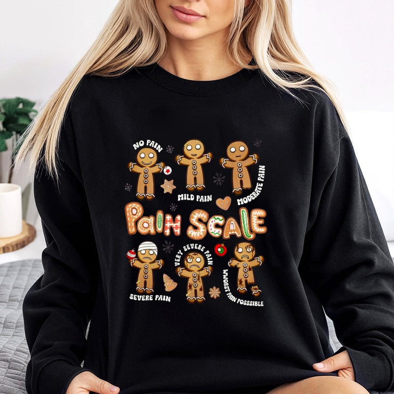Nurse Christmas Sweatshirt, Gingerbread Pain Scale Sweatshirt, Medical Holiday Pain Scale Crewneck, Humorous Hospital RN Sweatshirt, Nurse Present