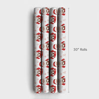 Hot Cocoa Christmas Gift Wrap, Watercolor Santa Wrapping Paper, Adorable Santa Claus Holiday Wrapping Paper, Polka Dot Xmas Wrapping Paper Roll