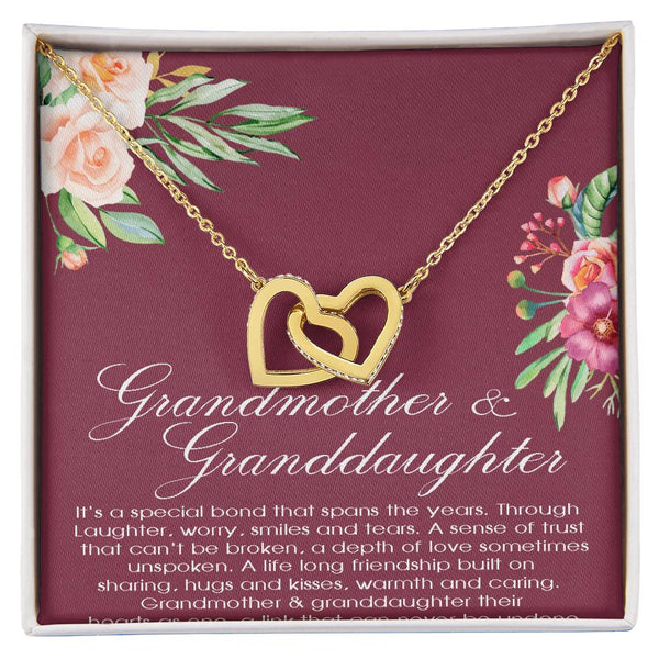 Surgical Steel Heart Pendant, Grandmother and Granddaughter Interlocking Hearts Necklace, Sentimental Birthday Christmas Pres