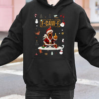 Humorous Santa Chicken Holiday Graphic Sweatshirt, F-Caw-F Christmas Hoodie, Sarcastic Xmas Rooster Pullover, Rude Christmas Humor Present
