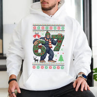 Sasquatch Ugly Xmas Hoodie, Humorous Bigfoot Christmas Hoodie, Retro Sasquatch Holiday Sweatshirt, Winter Christmas Hoodie, Bigfoot Lover Present