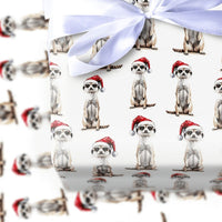 Adorable Santa Hat Gift Wrap, Meerkat Christmas Wrapping Paper, Festive Animal Wrapping Paper, Holiday Meerkat Gift Wrap Roll