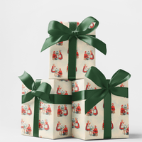 Retro Santa Claus Gift Wrap, Vintage Santa Wrapping Paper, Whimsical Christmas Wrapping Paper, Holiday Art Gift Wrap, Winter Present Paper