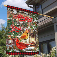 I Am Always with You Memorial Flag, Cardinal Christmas Garden Flag, Double-Sided Buffalo Plaid Flag, Bereavement Remembrance Present