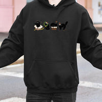 Festive Santa Kittens Holiday Sweatshirt, Christmas Black Cat Hoodie, Adorable Cat Mom Xmas Pullover, Comfy Spooky Furry Pet Lover Hooded Top