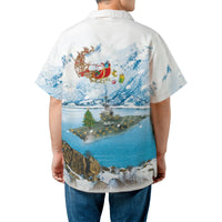 Santa Claus Christmas Hawaiian Shirt, Aircraft Carrier Hawaiian Shirt, Military Naval Aloha Shirt, Holiday Veteran Hawaiian Shirt Present