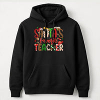 Leopard Plaid Teacher Christmas Hoodie, Santa's Favorite Teacher Hoodie, Festive Educator Holiday Hoodie, Winter School Staff Sweatshirt