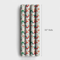 Coastal Holiday Mermaid Gift Wrap, Christmas Mermaid Wrapping Paper, Watercolor Mermaid Present Paper, Nautical Xmas Gift Wrap