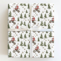 Dirt Bike Santa Gift Wrap, Motocross Santa Wrapping Paper, Motorcycle Christmas Wrapping Paper, Biker Holiday Gift Wrap, Moto Present Paper