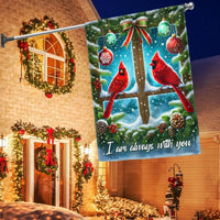 Winter Memorial Bird Yard Flag, I Am Always with You Cardinal Christmas Garden Flag, Double-Sided Holiday Lawn Banner Flag