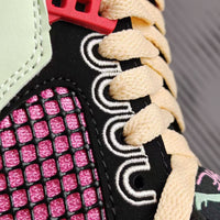 Mid Top Sneakers, Black Red Yellow Colorway, Lace Up Design, Casual Gift for Sneaker Fans