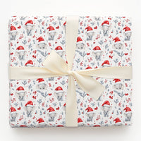 Santa Hat Animal Gift Wrap, Adorable Baby Elephant Christmas Wrapping Paper, Winter Foliage Baby Elephant Wrapping Paper, Holiday Wrapping Paper