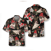 Festive Dog Holiday Aloha Shirt, Merry Pug Christmas Hawaiian Shirt, Humorous Pug Lover Button Down Shirt, Adorable Xmas Dog Lover Graphic Shirt