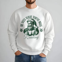 Santa Book Lover Sweatshirt, He Sees What You've Been Reading Sweatshirt, Bookish Christmas Crewneck, Librarian Sweatshirt, Reader Present