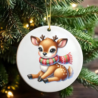 Woodland Deer Ceramic Ornament, Adorable Baby Deer Christmas Ornament, Baby Deer Holiday Tree Ornament, Nature Lover Christmas Decor Present