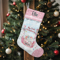 My First Christmas Stocking 2025, Personalized Baby Elephant Moon Christmas Stocking, Custom Baby Holiday Stocking, Nursery Christmas Present