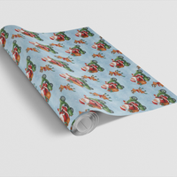 Humorous Reindeer Christmas Gift Wrap, Santa Riding Scooter Wrapping Paper, Retro Holiday Wrapping Paper, Xmas Present Wrap Roll
