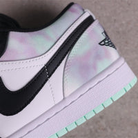 Low Top Sneakers, Black Green Colorway, Tie Dye Pattern, Gradient Colorway, Lace Up Design, Casual Gift for Sneaker Fans