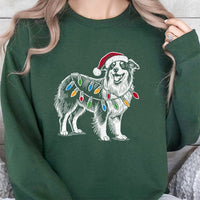 Aussie Santa Lights Sweatshirt, Australian Shepherd Christmas Sweatshirt, Adorable Shepherd Dog Holiday Sweater, Pet Lover Xmas Crewneck