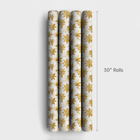 Watercolor Christmas Gift Wrap, Gold Poinsettia Wrapping Paper, Elegant Holiday Wrapping Paper, Floral Xmas Present Wrapping Paper